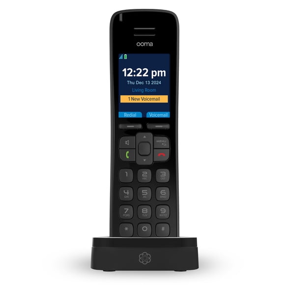 Ooma HD3 Handset Cordless Phone with Caller-ID and HD Voice Quality. Works with Ooma Telo VoIP internet home phone service.
