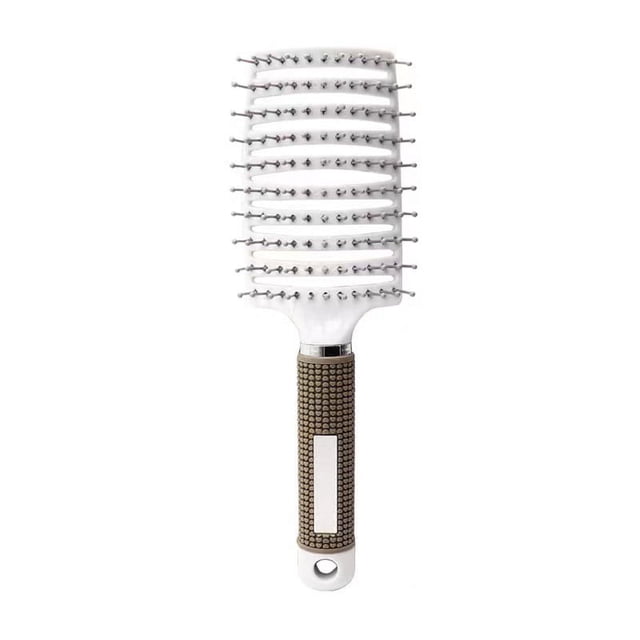 Curved Vented Detangling Hair Brush with Round Glazed Teeth for Curly, Detangling, Wavy Hair Ergonomic Design with Suspend Hole, Suitable Hair Type: Curly, Detangling, Wavy
