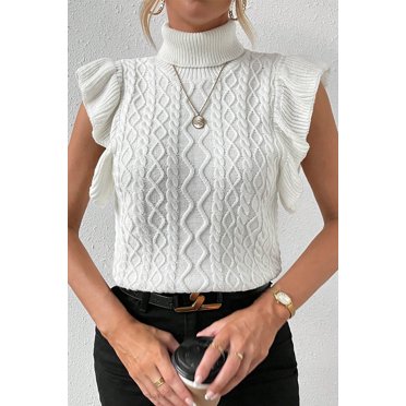 FOLUNSI Chandail Essentiel Blanc à Col Roulé - Élégance Polyvalente!