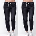 thumbnail image 2 of Teissuly Jeans pour Femmes Élastiques Plus Amples Décontractés à Cordon Plus Raccourcis, Taille P-5TG, 2 of 5