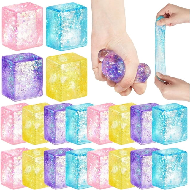Large Squish Stress Toy Slow Rising Sensory Fidget, Glitter Effect For Anxiety Relief Hand Therapy And Calming Fun
