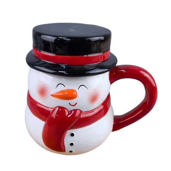 CJiaWei Ceramic Mug With 3D Snowman Embossed Design Festive Holiday Drinkware For Milk Coffee Hot Chocolate Home Use