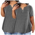 thumbnail image 1 of Plebaso 2 Pack Hauts Grande Taille pour Femmes Col en V Manches Courtes Tee Tops Blouses Décontractées Confortables pour Femmes, 1 of 4