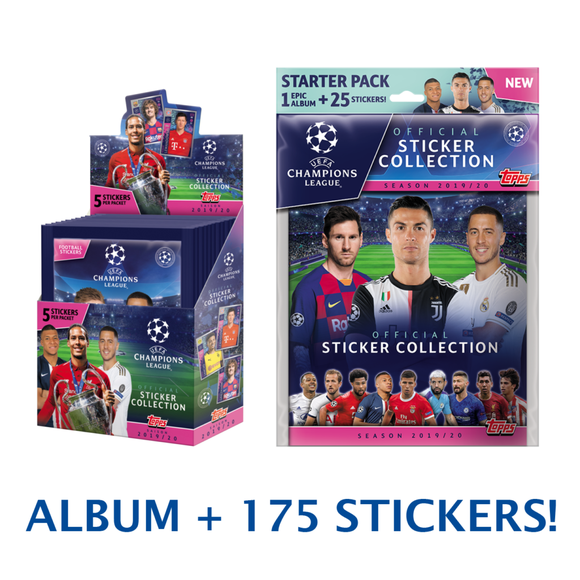 Autocollants de Soccer Topps Champions League 2019-20 - Coffret et Ensemble de Départ (Album et 175 Autocollants)