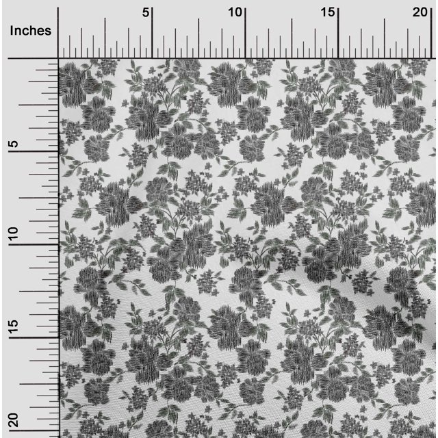 oneOone Polyester Lycra Fabric Leaves & Floral Ikat Decor Fabric Printed BTY 56 Inch Wide