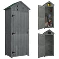 thumbnail image 1 of CoSoTower Remise de Jardin 30 Pouces x 21 Pouces x 71 Pouces, Remises et Rangement Extérieur Atelier Extérieur Cour Outil Utilitaire Maison de Rangement Résistante à l'Eau Couverture Toutes Saisons Toit en Flèche avec 3 Niveaux Étagères Gris, 1 of 7