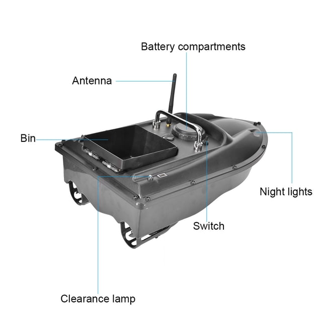 Black Remote Control RC Fish Lure Boat, Fish Bait Boat Finder, for Anglers Outdoor Angling Fishing Lover Outdoor Use Fishermen Sea/Fresh Fishing US Plug