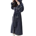 thumbnail image 2 of RXIRUCGD Mode Femmes Décontracté Uni Manches Longues Dames Ample Poche Garder au Chaud Peignoirs Faux Velours Tenue de Nuit Robe Chemises de Nuit( Gris, Taille:TG ), 2 of 3