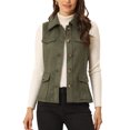 thumbnail image 1 of INSPIRE CHIC Veste Cargo Utilitaire pour Femme Sans Manches à Boutons devant en Faux Suède avec Poches G Vert Armée, 1 of 6