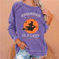 thumbnail image 2 of Rbaofujie Couples Chandails à Capuchon Femmes Décontracté Manches Longues Col Rond Hauts Blouse Ample Imprimé Graphique Chandail Violet Chandails pour Dames, 2 of 4