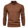 thumbnail image 4 of Chandails pour Hommes Automne 2024 Chandail Uni à Col Montant Chandail à Manches Longues Ample Chandail de Base Hauts Chandail Col Roulé Chandail Col Rond Chandails pour Hommes P-106 Café TTG, 4 of 5