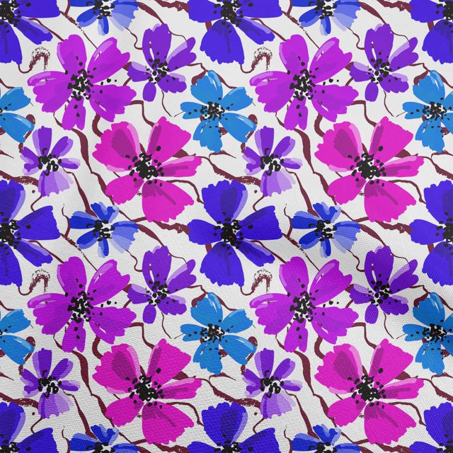 oneOone Viscose Chiffon Purple Fabric Floral Craft Projects Decor Fabric Printed By The Yard 42 Inch Wide