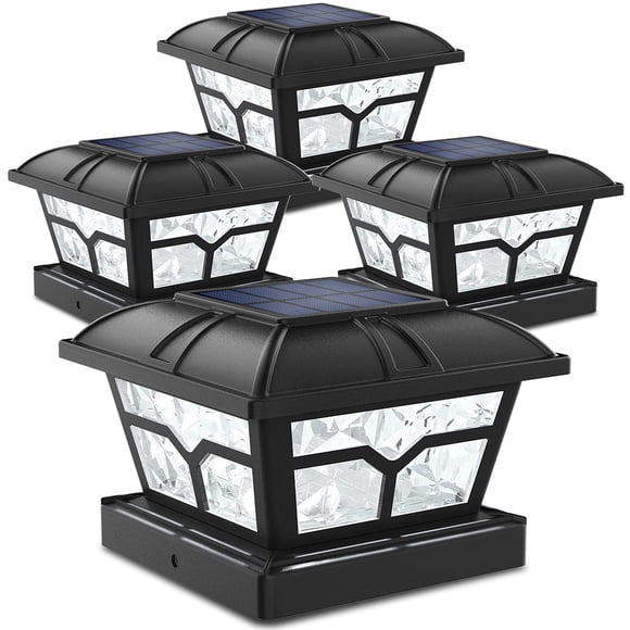 SIEDiNLAR Solar Post Cap Lights Outdoor 2 Color Modes 8 LEDs for 4x4 5x5 6x6 Posts Fence Patio Deck Decoration Warm White & Cool White Ligh