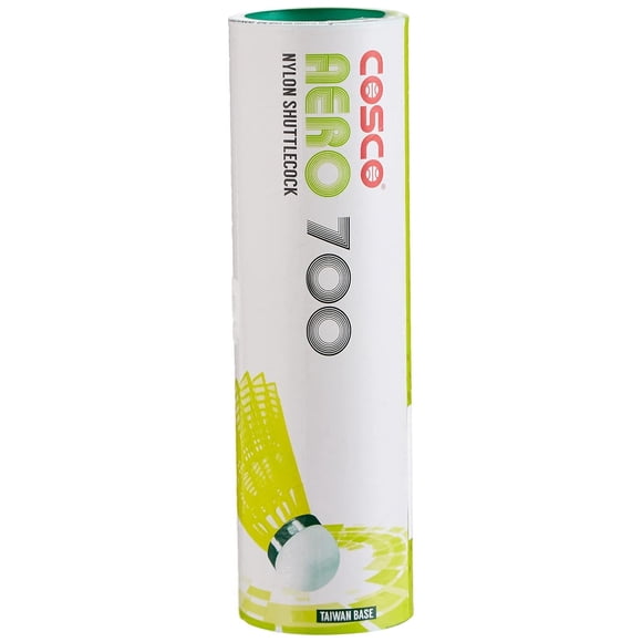 Cosco Aero 700 Volants de Navette en Nylon pour Badminton, Vert / Lot de 6, Volants de Navette de Qualité Entraînement