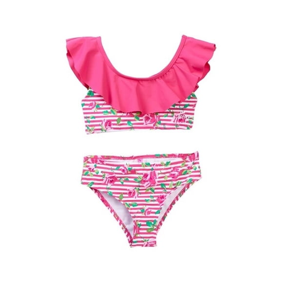 BETSEY JOHNSON Maillot de Bain Fille à Volants 2 Pcs Rayé Rose Multicolore ( 4 )