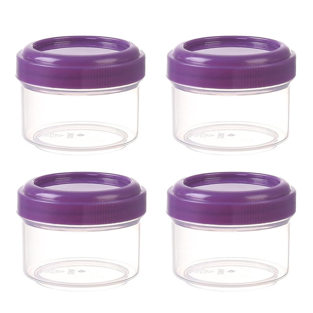 4 Pcs Mini Pots Transparents avec Couvercles Étanches Contenant Rond 35 ml Rangement Rechargeable pour l'Organisation de la Maison et de la Cuisine 4 Pcs