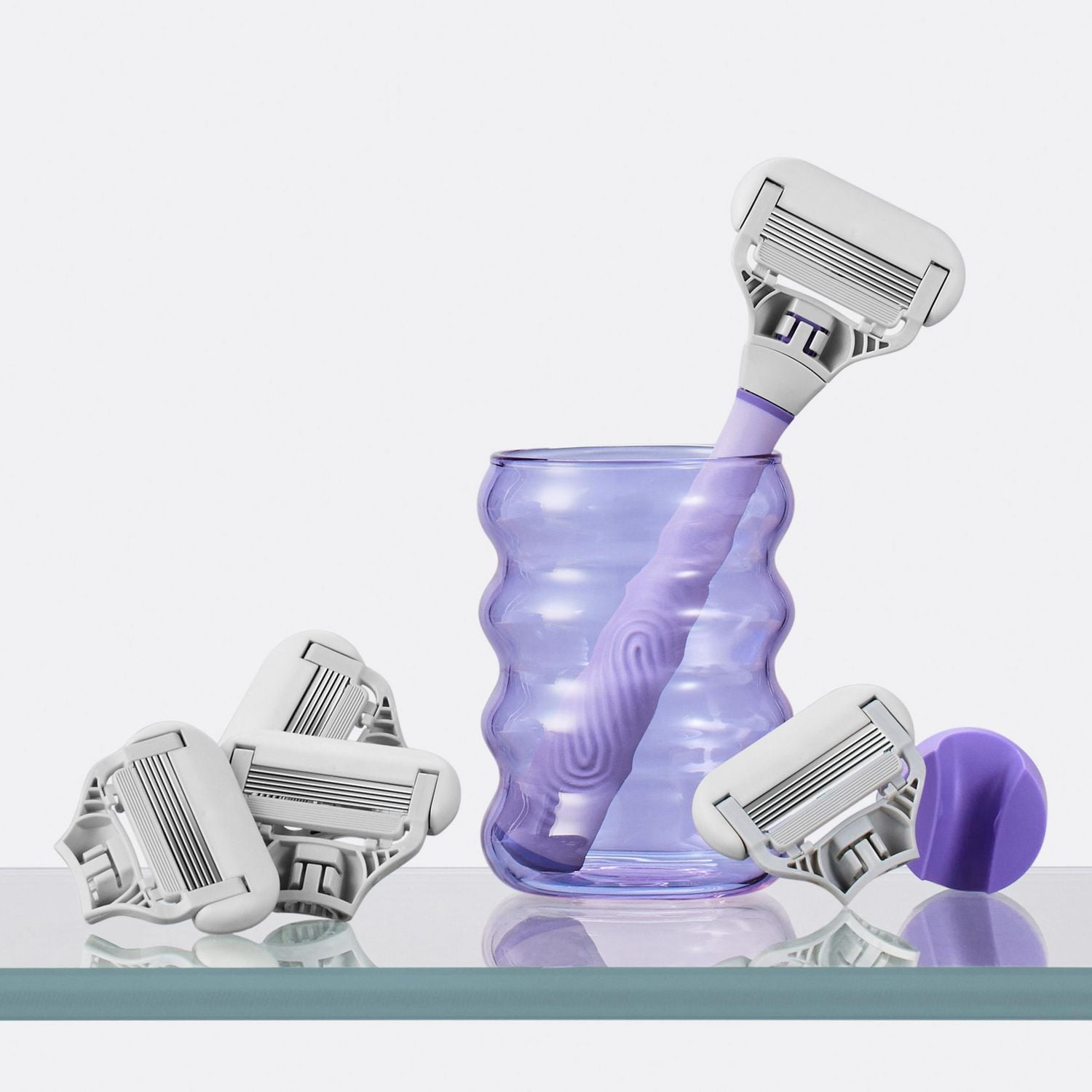 Ensemble économique,rasoir pour femmes Flamingo avec 5 cartouches de lames de rechange – Manche Lilas