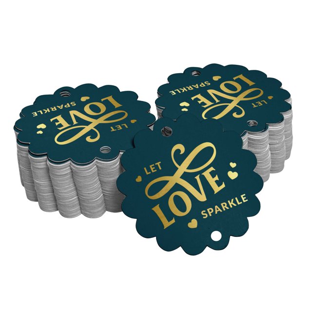 Inkdotpot Real Gold Foil Let Love Sparkle Wedding Tags Favor Hang Paper Tags 100 Pieces