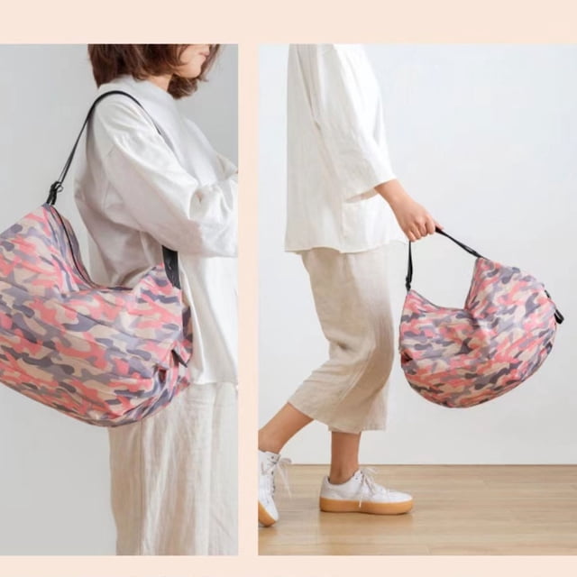 Baohd Waterproof Bag For Travel Adventures Reusable Shopping Bag For Travel blue flower 1Set