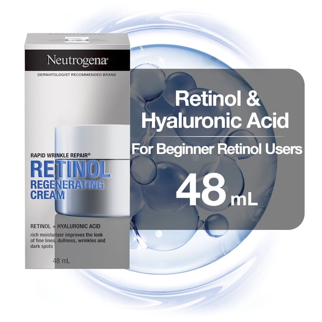 Neutrogena Crème régénérante rapide de réparation de rides - Visage rétinol & Hydratant des yeux - Sérum acide hyaluronique 48 mL