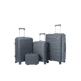 thumbnail image 3 of TRAVLR Monograph 4 Piece Luggage Set, Unbreakable Polypropylene Hardside Spinner Suitcase with 14" Vanity Case, Anti-Blast  YKK Zippers, TSA Lock, Expandable Travel Bags (Charcoal Grey), 3 of 8