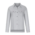 thumbnail image 4 of Chemises Décontractées à Boutons à Manches Longues pour Femmes, Blouses d'Été Mode, Hauts avec Poches, 4 of 6