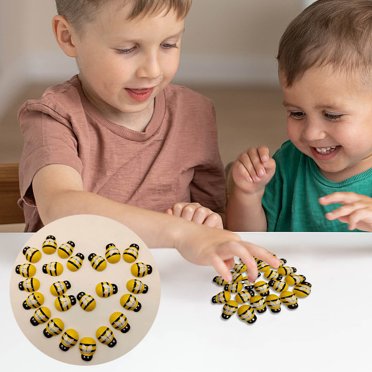 Leutsin 100PCS Tiny Wooden Bee Decor, Mini Wooden Bees ,Self-Adhesive Painted Flatback Mini Wooden Bumble Bees for Crafts Scrapbooking Decoration Embellishments DIY