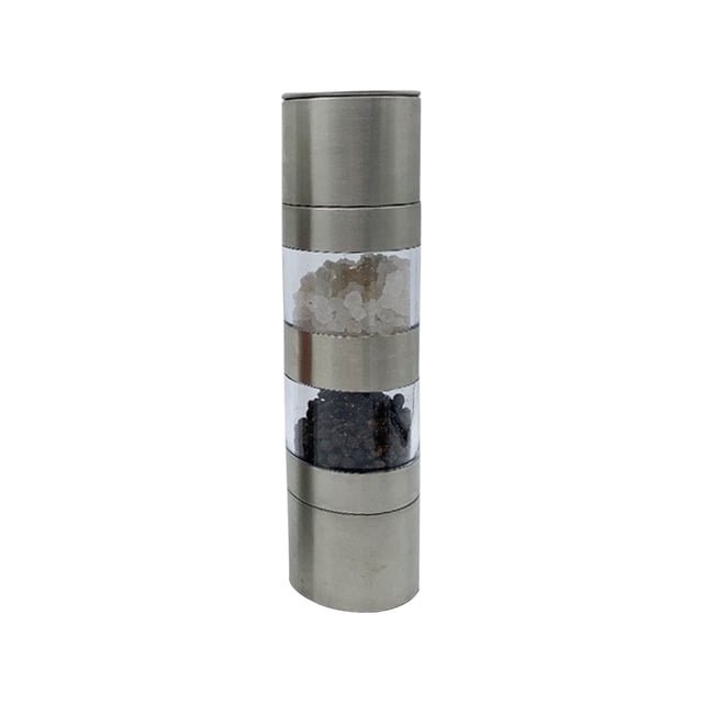Manual Stainless Steel Condiment Grinder Adjustable Coarseness Pepper Mill, Dual Spice Dispenser for Kitchen, Refillable Seasoning Bottle