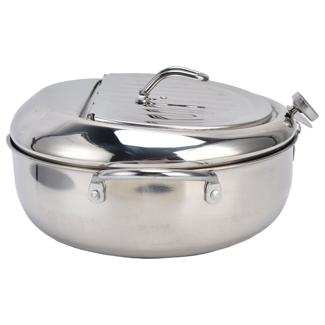 Frying Pot, Stainless Steel Non Stick Cooking Fryer Temperature Controllable Portable For Camping For Picnic For Household Black Green,Stainless Steel Color