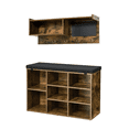 thumbnail image 2 of Kojooin 31.5 Inch Coat Rack Shoe Bench, Entryway Hall Tree with Cushioned Bench, Cubbies, Hooks, Shelf and Blackboard, 2 of 6