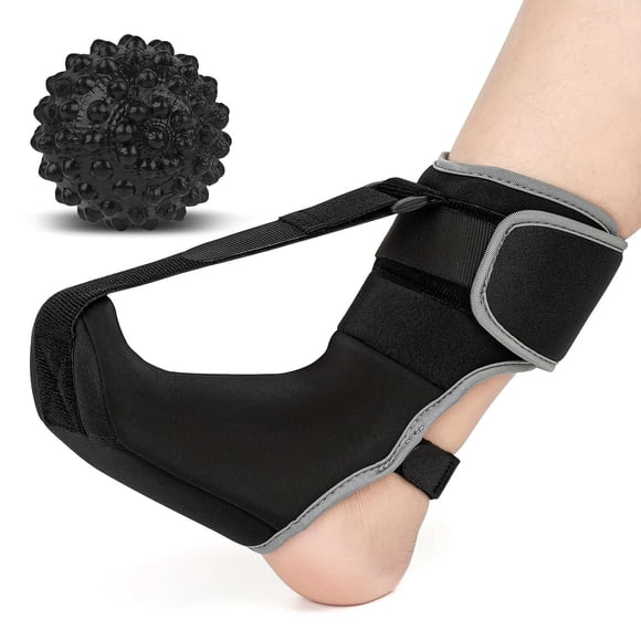 DEBGFS Plantar Fasciitis Night Splint Sock Unisex Plantar Fasciitis Brace With Massage Ball For Foot Pain Relief By Plantar Fasciitis Achilles Tendonnitis Foot Drop Heel Spur Flat Arch,Black-S