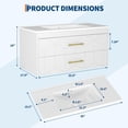 thumbnail image 2 of 36 inch Bathroom Vanity with Sink Combo, Floating Bathroom Vanity with Ceramic Basin, 2 Large Drawers with Gold Handle, Soft-Close Design, Easy Assembly, White, 2 of 6