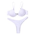 thumbnail image 2 of Faithtur Women Solid Color Adjustable Spaghetti Strap Underwire Bra + Thong, 2 of 9