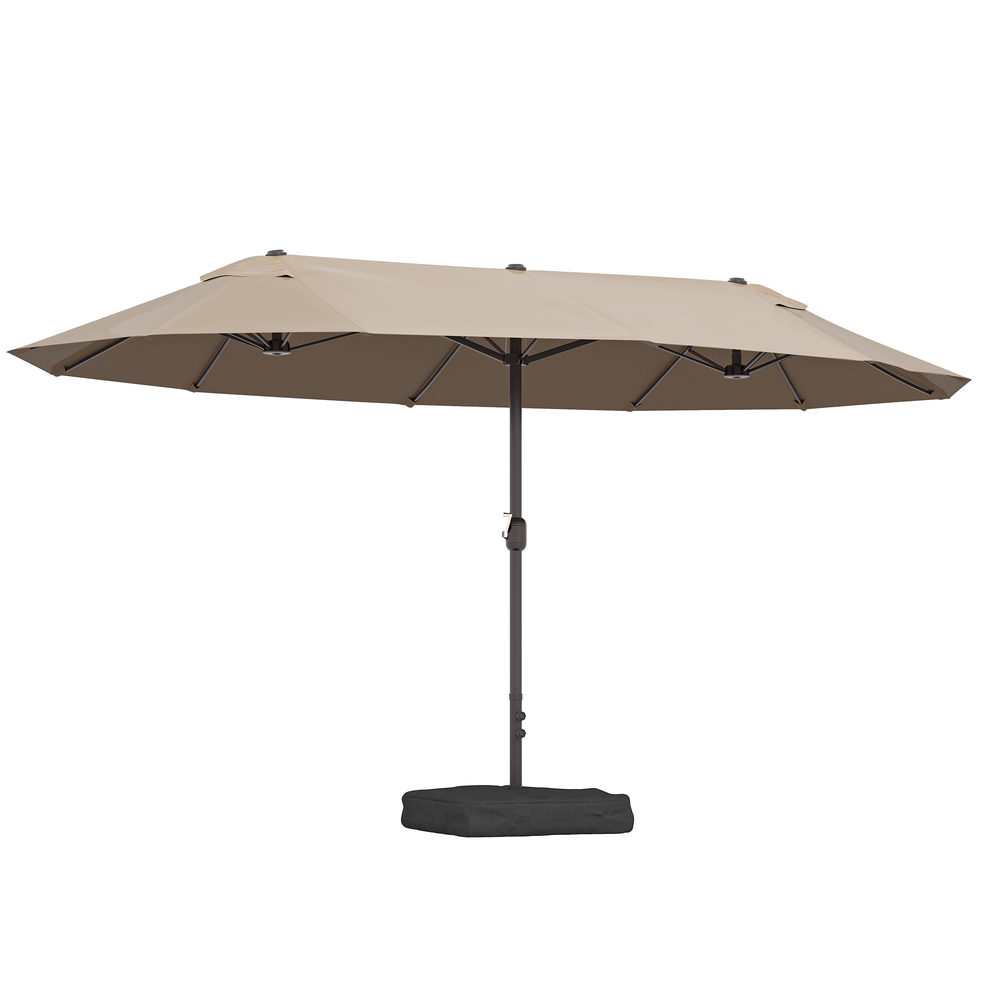 Outsunny Parasol de Patio Extérieur 15 Pieds avec Double Auvent, Brun