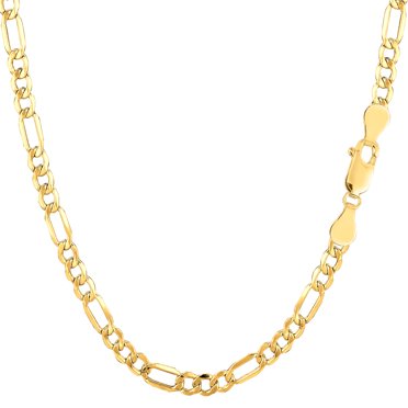 14k Yellow Gold Hollow Figaro Chain Necklace, 3.5mm, 20"