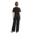 thumbnail image 2 of Kvysinly Kids Flower Girls Sparkly Wide Leg Jumpsuits Rhinestone Round Collar Short Sleeve Rompers Pants Black 8, 2 of 6