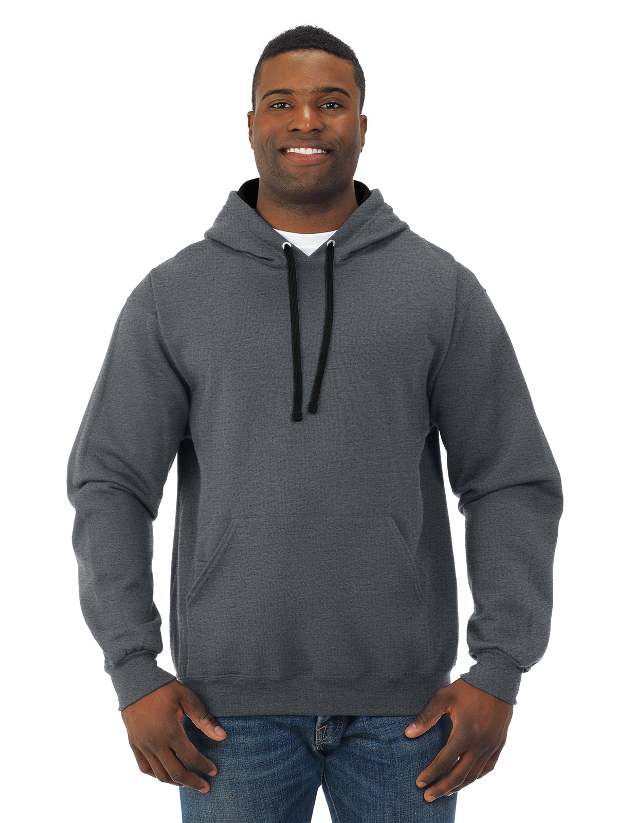 Fruit Of The Loom Mens Sofspun Hooded Sweatshirt, M, Charcoal Heather