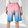 thumbnail image 3 of Plebaso Womens Casual Shorts Knee Length Drawstring Shorts Gradient Color Summer Wide Leg Shorts S-5XL, 3 of 6