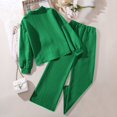 thumbnail image 4 of vdgthytj Toddler Boy Girl Fall Spring Clothes Kids Long Sleeve Button down Shirt and Wide Leg Pants 2PCS Lounge Outfit, 4 of 9