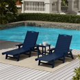 thumbnail image 2 of Costaelm Bayport Outdoor 3PC HDPE Plastic Reclining Chaise Lounge/Table Set with Side Table, Navy Blue, 2 of 6