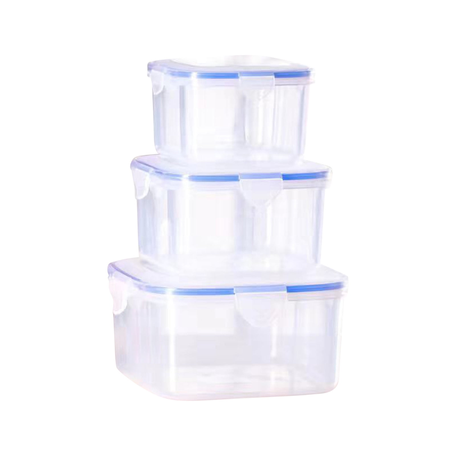 Renjiang Kitchen Plastic Food Storage Container Set with Airtight Lids - Pack Of 3 Reusable & Leftover Food Lunch Boxes - Leak Proofpet Food Storage