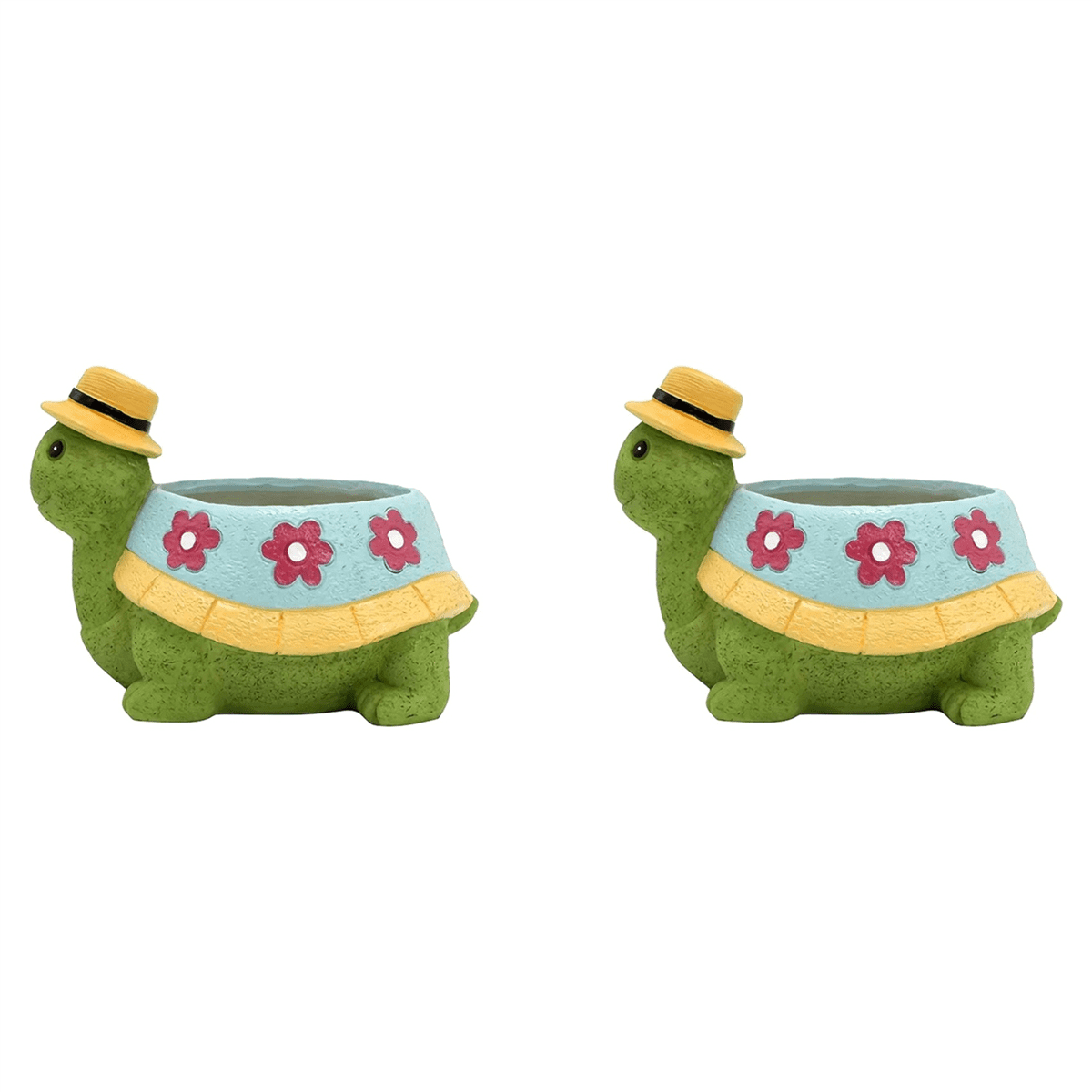 2X Cute Turtle Flower Pot Planter Pot for Indoor and Outdoor Plant Pots, Plants Desk Display Resin Pots Flower