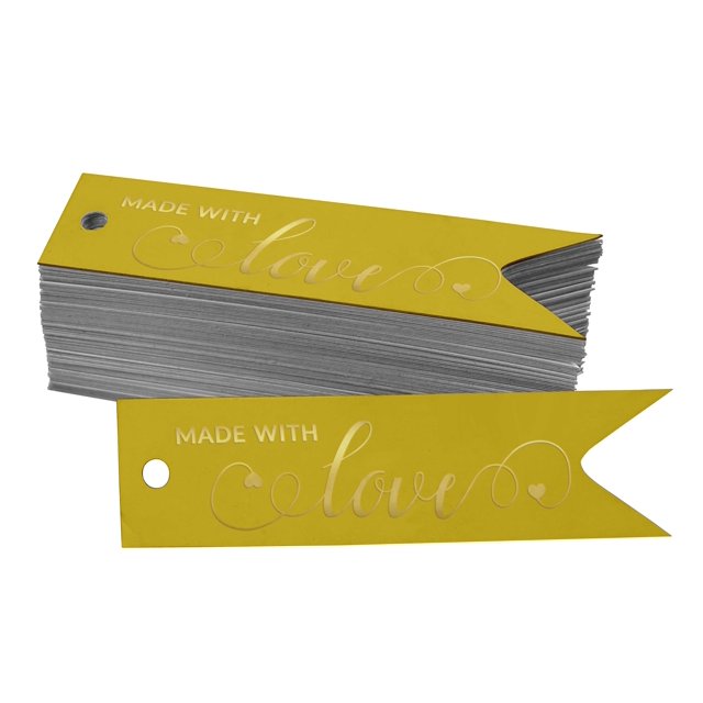 Inkdotpot Made With Love Text Bottle Tag Real Gold Foil Favor Hang Tags Pack Of 100