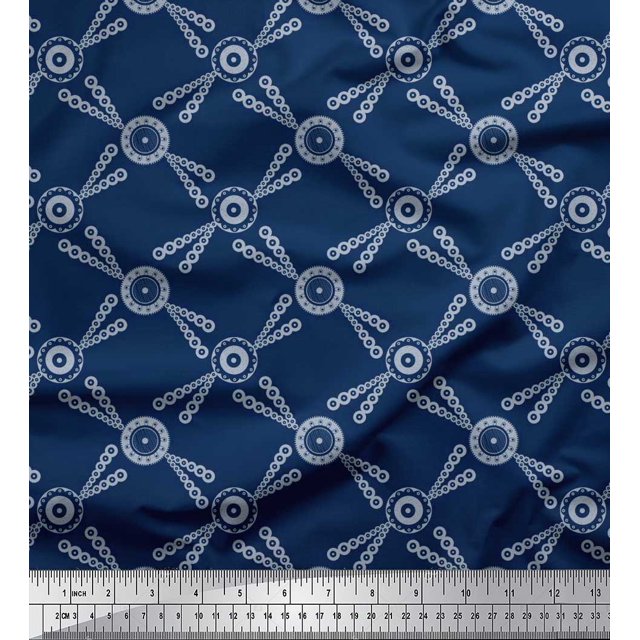 Soimoi Moss Georgette Fabric Dots & Circle Geometric Print Fabric by the Yard 42 Inch Wide