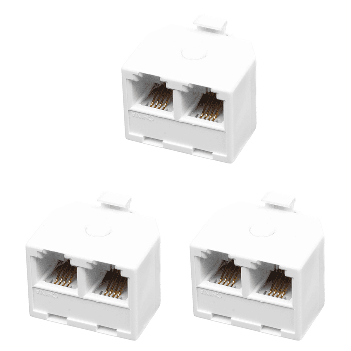 3X Adaptateur Mural et Séparateur Modulaire 6P4C RJ11 à 2 Voies pour Téléphone Fixe