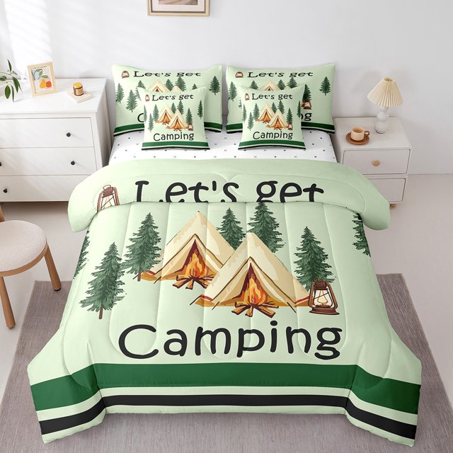 Erosebridal Camping Car Bedding Sets Queen Size, Camper Comforter Sets with Sheets, Rustic Farmhouse Decor, Reversible 7 Pieces