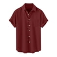 thumbnail image 1 of cfhntfmh Short Sleeve Shirts for Men Button down Casual Summer Shirts Beach Vacation Solid Color Tshirts Collared Neck Tops, 1 of 7