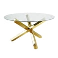 thumbnail image 1 of Table à manger ronde base en acier doré poli, 1 of 2
