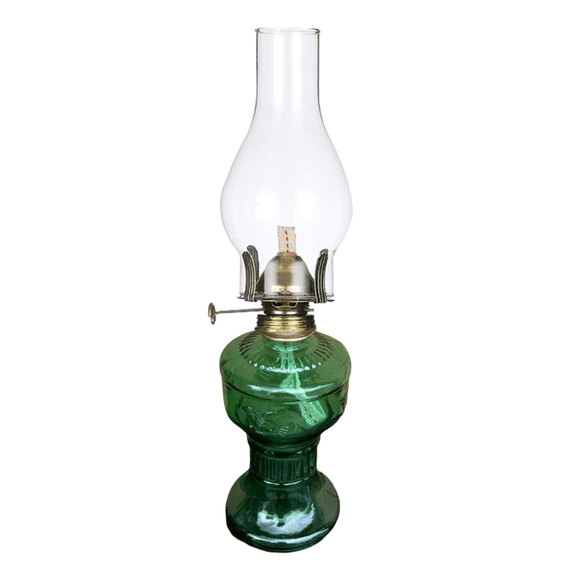 Rustic Oil Lamp Vintage Glass Coal Lamp Oil Lamps for Indoor Use Home Decor Lighting Oil Lantern Green