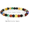 thumbnail image 2 of Bracelet Extensible Unisexe en Perles Rondes de 6 mm en Pierre Précieuse d'Agate Multicolore Naturelle 7 Pouces, 2 of 5